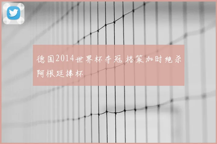 德国2014世界杯夺冠 格策加时绝杀阿根廷捧杯